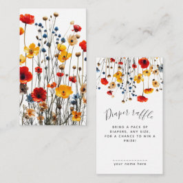 Tarjeta De Recepción Wildflowers Elegant Baby Shower Diaper Raffle