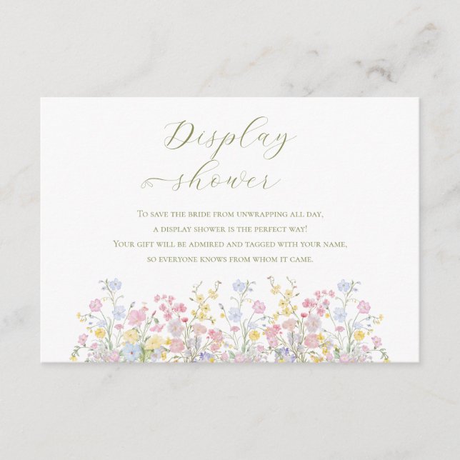 Tarjeta De Recepción Wildflowers Garden Bridal Display Shower (Anverso)