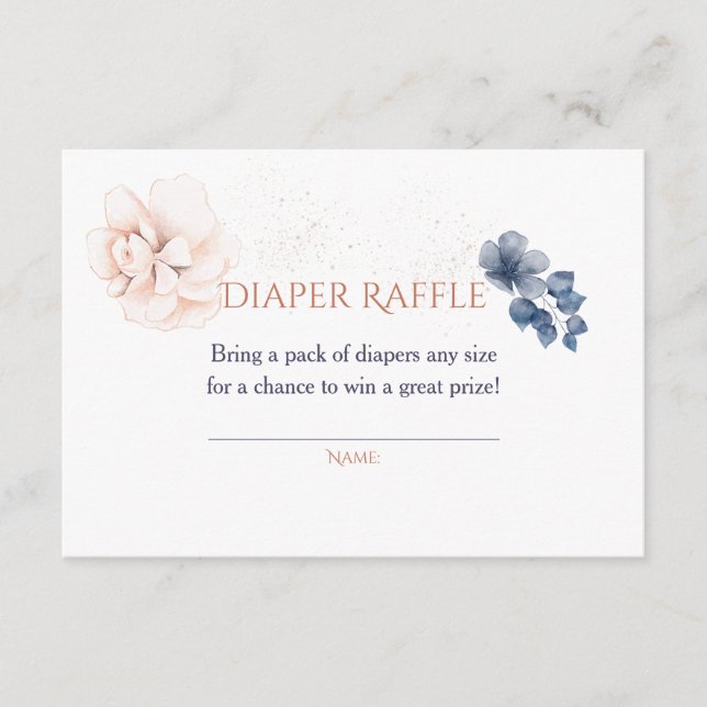 Tarjeta De Recepción Wildflowers Modern Baby Shower Diaper Raffle (Anverso)