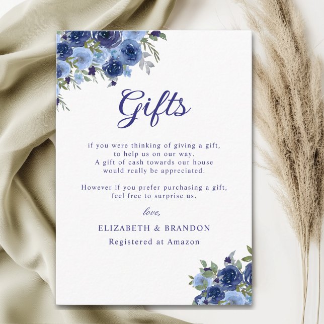 Tarjeta De Recepción Wildflowers Navy Blue – Boho Rustic Wedding (Subido por el creador)