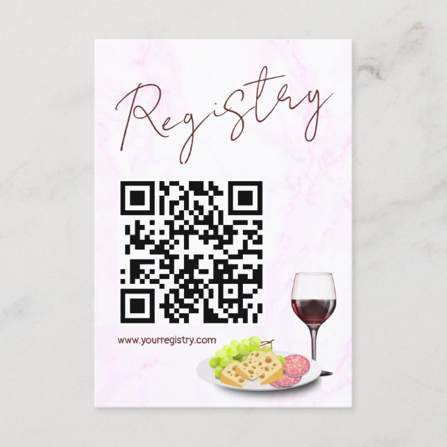 Tarjeta De Recepción Wine & Charcuterie Bridal Shower Registry (Anverso)
