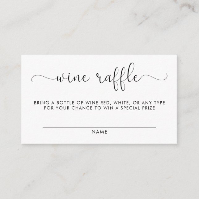 Tarjeta De Recepción Wine Raffle Baby Shower Insert (Anverso)