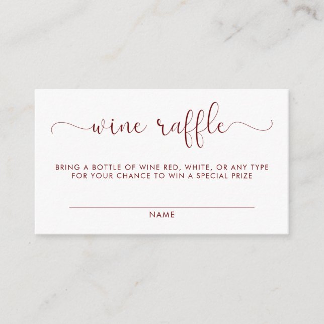 Tarjeta De Recepción Wine Raffle Baby Shower Insert (Anverso)