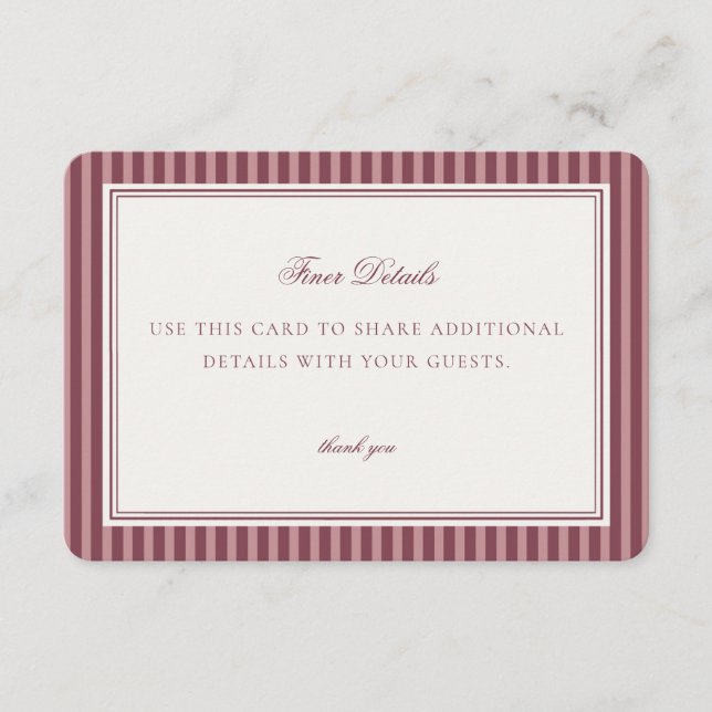 Tarjeta De Recepción Wine Vineyard Club Old Money Details Card Insert (Anverso)