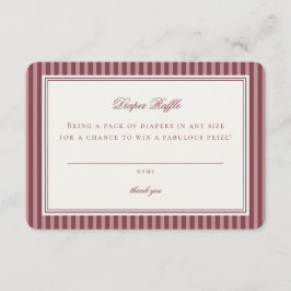 Tarjeta De Recepción Wine Vineyard Club Old Money Diaper Raffle Insert