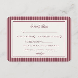 Tarjeta De Recepción Wine Vineyard Club Old Money Striped Wedding RSVP