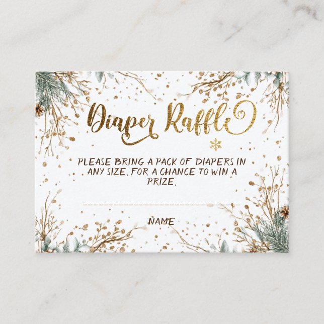 Tarjeta De Recepción Winowflakes Baby Shower Diaper Raffle (Anverso)