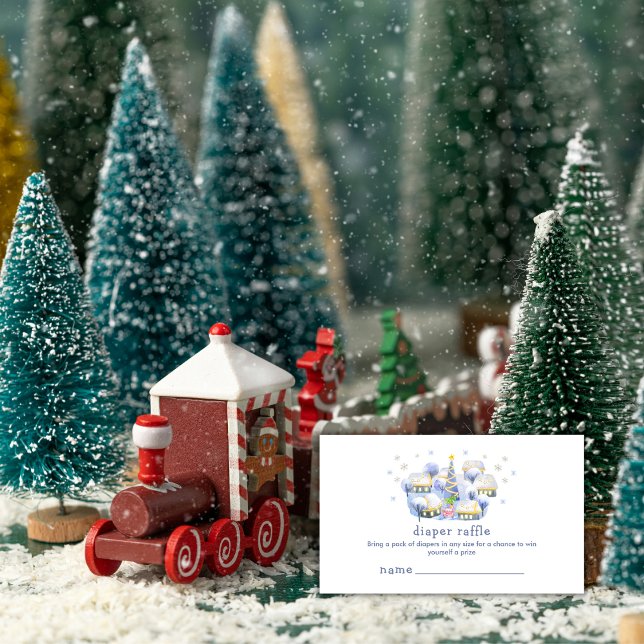 Tarjeta De Recepción Winter A Village Diaper Raffle Baby Shower  (Winter A Village Diaper Raffle Baby Shower Enclosure Card)