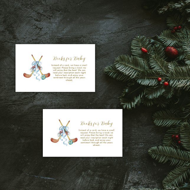 Tarjeta De Recepción Winter All Star Bow Hockey Books For Baby Shower  (Winter All Star Bow Hockey Books For Baby Shower Enclosure Card)