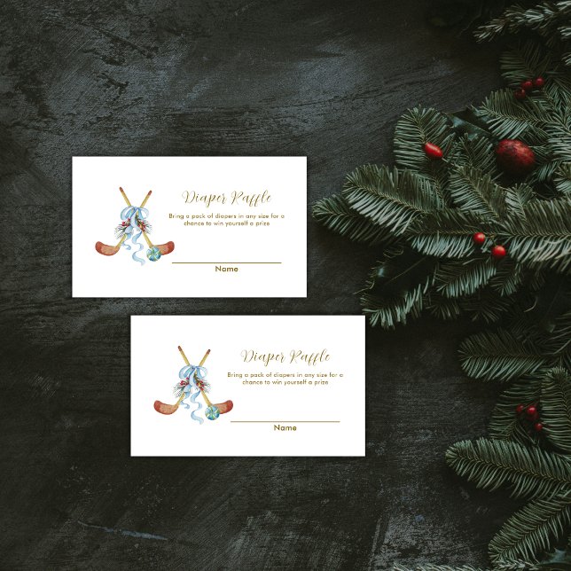Tarjeta De Recepción Winter All Star Hockey Diaper Raffle Baby Shower  (Winter All Star Hockey Diaper Raffle Baby Shower Enclosure Card)