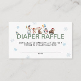Tarjeta De Recepción Winter Animal Baby Shower Diaper Raffle