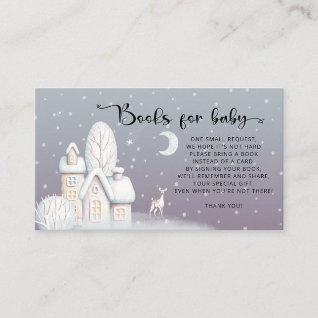 Tarjeta De Recepción Winter Baby Ducha libros para el boleto de bebé (Anverso)