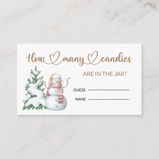 Tarjeta De Recepción Winter Baby Shower adivina cuántos caramelos (Anverso)
