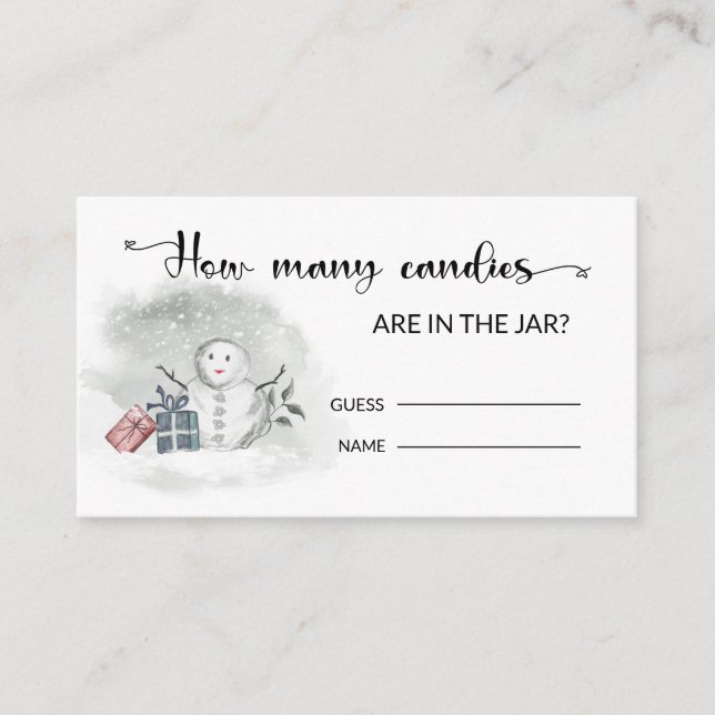 Tarjeta De Recepción Winter Baby Shower adivina cuántos caramelos (Anverso)