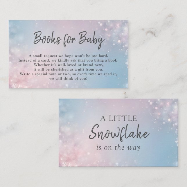 Tarjeta De Recepción Winter Baby Shower Books for Baby (Anverso / Reverso)