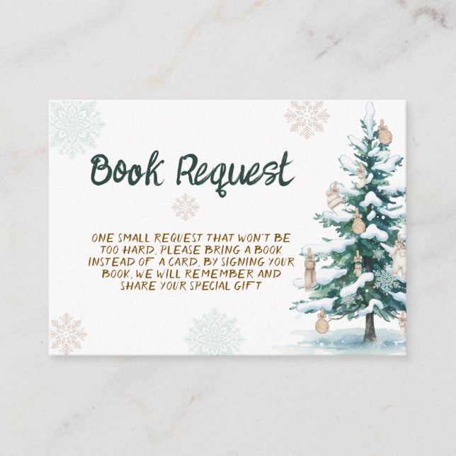 Tarjeta De Recepción Winter Baby Shower Books for Baby (Anverso)