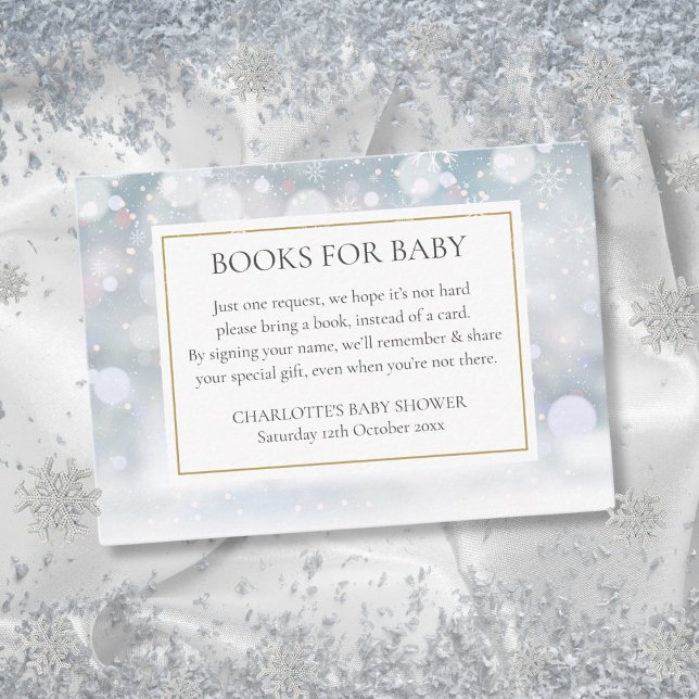 Tarjeta De Recepción Winter Baby Shower Books For Baby Book Request (Winter Baby Shower Books For Baby Book Request Enclosure Card)