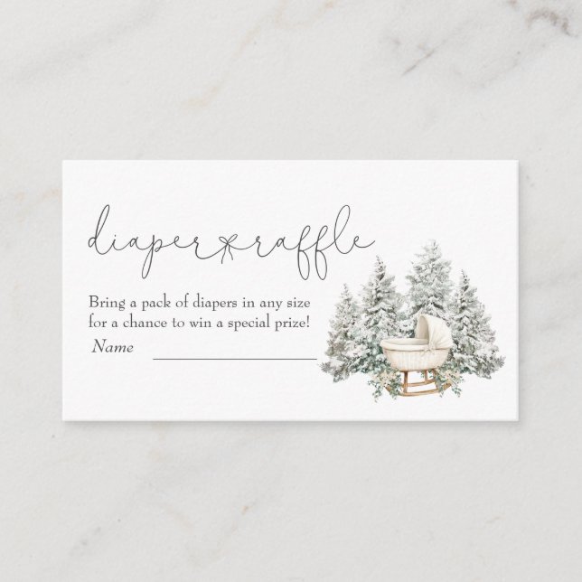 Tarjeta De Recepción Winter Baby Shower Diaper Raffle Enclosure Card (Anverso)