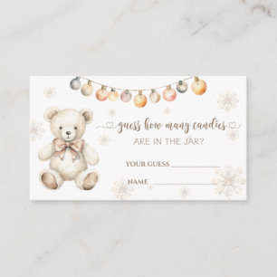 Tarjeta De Recepción Winter Bear Baby Shower adivina cuántos caramelos