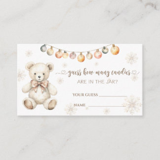 Tarjeta De Recepción Winter Bear Baby Shower adivina cuántos caramelos