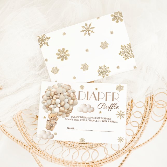 Tarjeta De Recepción Winter Bear Baby Shower Diaper Raffle (Subido por el creador)