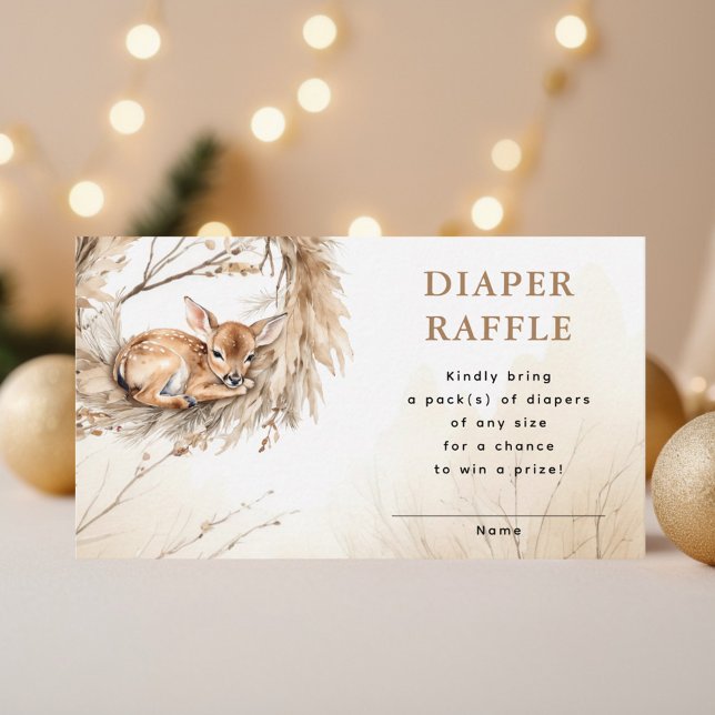 Tarjeta De Recepción Winter Beige Baby Deer Diaper Raffle Baby Shower (Subido por el creador)