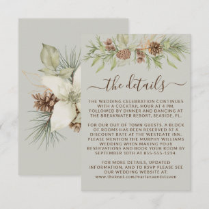 Tarjeta De Recepción Winter Beige Detalles Boda del sitio web RSVP