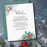 Tarjeta De Recepción Winter Berries and Holly Wedding Details<br><div class="desc">Winter berries wedding details enclosure card with watercolor design and elegant calligraphy. This design features winter berries,  holly,  pine and evergreen greenery. A beautiful choice for a winter wedding or christmas wedding. Please browse my winter berries collection for matching items or message me to create the templates you need.</div>