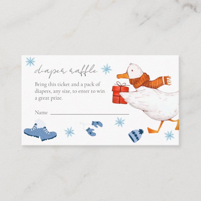 Tarjeta De Recepción Winter Blue Adventure Diaper Raffle Baby Shower (Anverso)