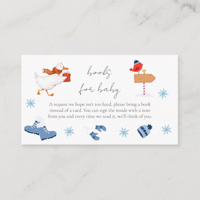 Tarjeta De Recepción Winter Blue Adventure empieza Baby Shower (Anverso)