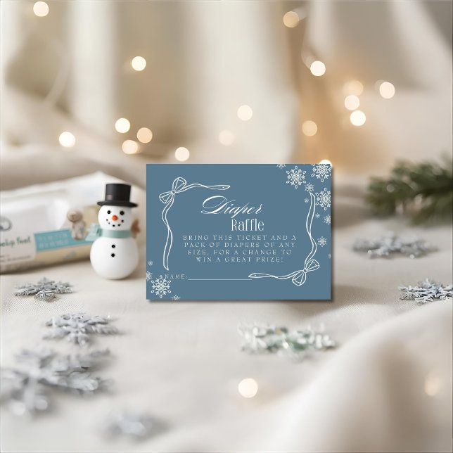 Tarjeta De Recepción Winter Blue Diaper Raffle Baby Shower (Winter Blue Diaper Raffle Baby Shower Enclosure Card)
