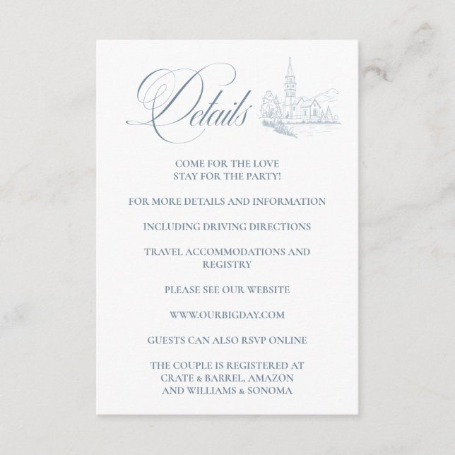 Tarjeta De Recepción Winter Blue Enclosure Card Details (Anverso)