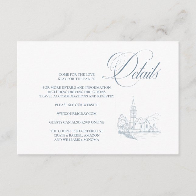 Tarjeta De Recepción Winter Blue Enclosure Card Details (Anverso)