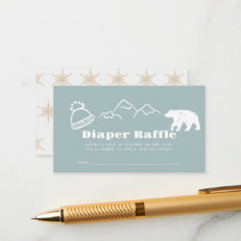 Tarjeta De Recepción Winter Blue Hand-Drawn Baby Diaper Raffle Ticket