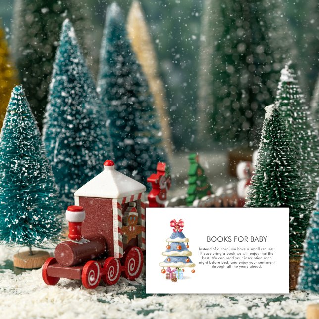 Tarjeta De Recepción Winter Bow Christmas Tree Books For Baby Shower  (Winter Bow Christmas Tree Books For Baby Shower Enclosure Card)