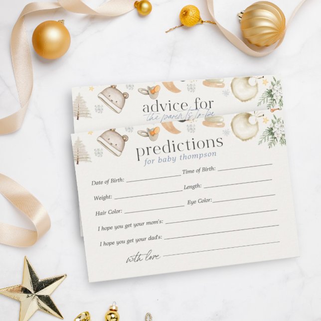 Tarjeta De Recepción Winter Boy Blue Predictions Advance Baby Shower (Subido por el creador)