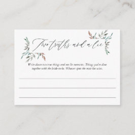 Tarjeta De Recepción Winter Bridal Shower Dos verdades y un juego de me