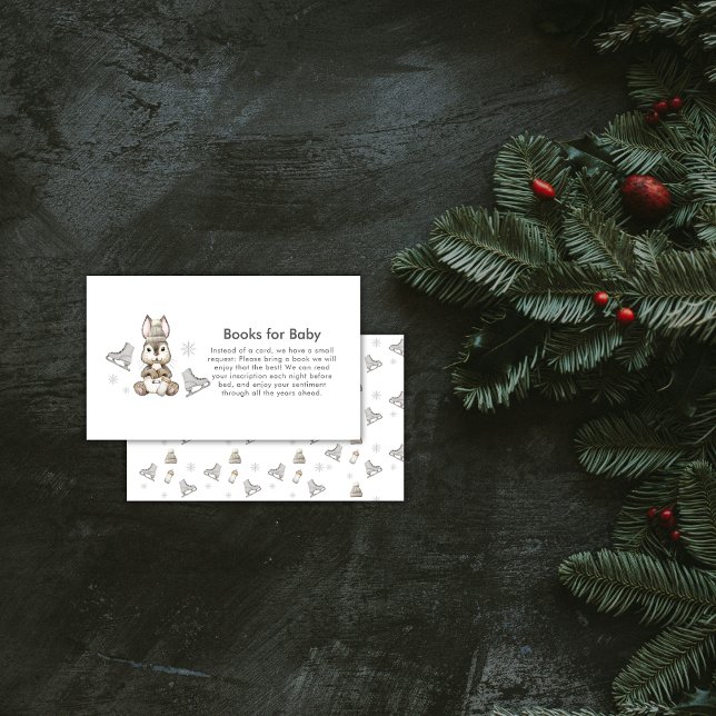 Tarjeta De Recepción Winter Bunny Ice Skate Books For Baby Shower (Winter Bunny Ice Skate Books For Baby Shower Enclosure Card)