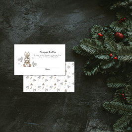 Tarjeta De Recepción Winter Bunny Ice Skate Diaper Raffle Baby Shower