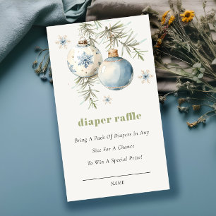 Tarjeta De Recepción Winter Chirstmas Blue Diaper Raffle Baby Shower