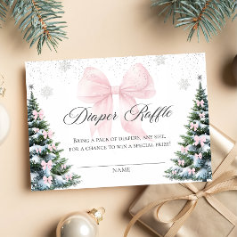 Tarjeta De Recepción Winter Christmas Bow Baby Shower Diaper Raffle