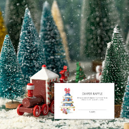 Tarjeta De Recepción Winter Christmas Tree Diaper Raffle Baby Shower 