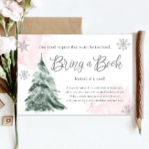 Winter Cold Outside Baby Shower Pink Bring a book