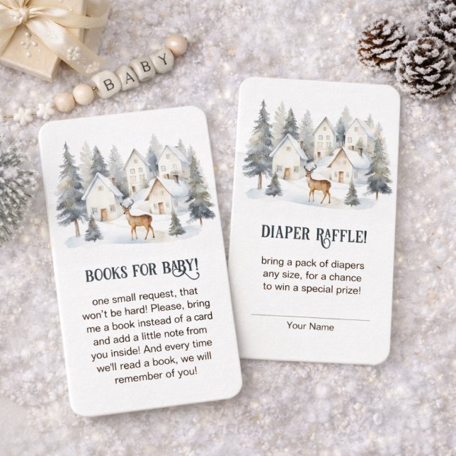 Tarjeta De Recepción Winter Deer in Village Baby Shower Books for Baby (Winter Deer in Village Baby Shower Books for Baby Enclosure Card)