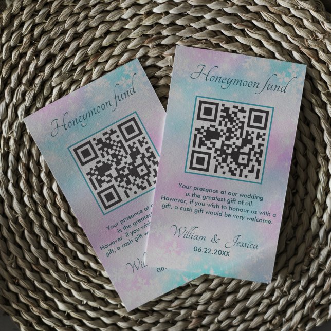 Tarjeta De Recepción Winter Elegant Honeymoon Fund Online Con Código QR (Subido por el creador)