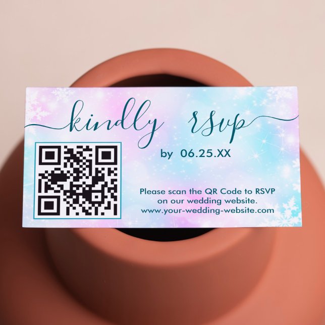 Tarjeta De Recepción Winter Elegant Wedding RSVP Online Con Código QR (Subido por el creador)