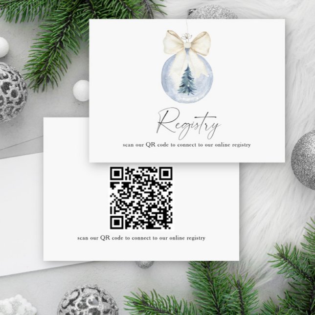 Tarjeta De Recepción Winter elegante Bridal Ducha código QR para regist (Subido por el creador)