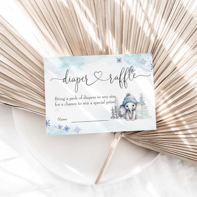 Tarjeta De Recepción Winter Elephant Boy Baby Shower Diaper Raffle (Subido por el creador)