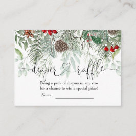 Tarjeta De Recepción Winter Evergreen Pine Baby Shower Diaper Raffle