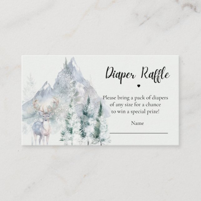 Tarjeta De Recepción Winter Evergreen Pine Tree Diaper Raffle Ticket (Anverso)